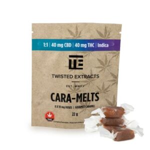 Twisted Extracts Indica 1:1 Cara-Melts (40mg THC + 40mg CBD) – 8 Cara-Melts/pack