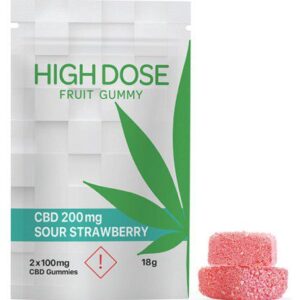 High Dose Fruit Gummy – 200mg CBD Sour Strawberry