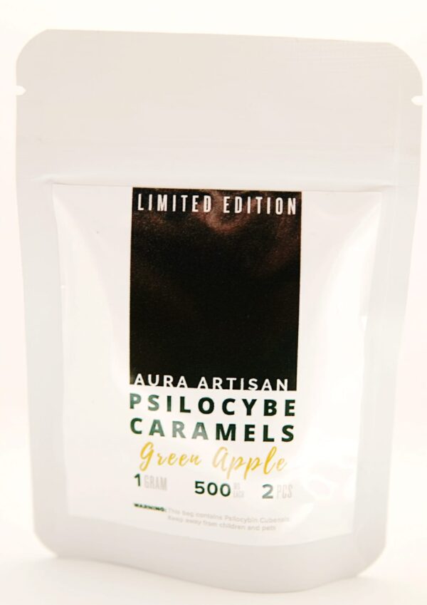 Aura Artisan Psilocybin Caramels – (Limited: Green Apple 2x500mg=1000mg)