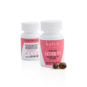 Kalyx 1 to 1 Sativa Gel Caps Bottle (5mg THC + 5mg CBD – 30 caps/bottle)