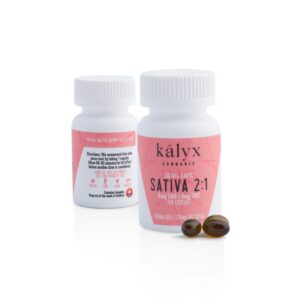 Kalyx 2 à 1 Sativa Gel Caps Flacon (4mg THC + 8mg CBD – 30 caps/bouteille)