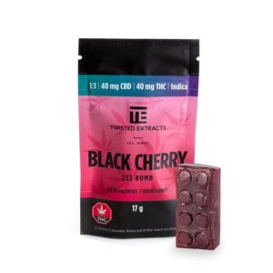 Twisted Extracts 1:1 Black Cherry Zzz Jelly Bomb – Indica (40mg THC +40mg CBD)