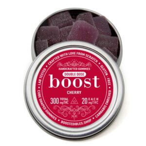 Boost THC Cherry Gummies – 300mg (20mg/Gummy)  Boost Edibles | Canada