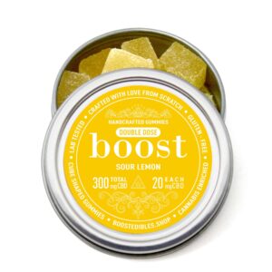 Boost CBD Sour Lemon Gummies – 300mg (20mg/Gummy)  Boost Edibles | Canada