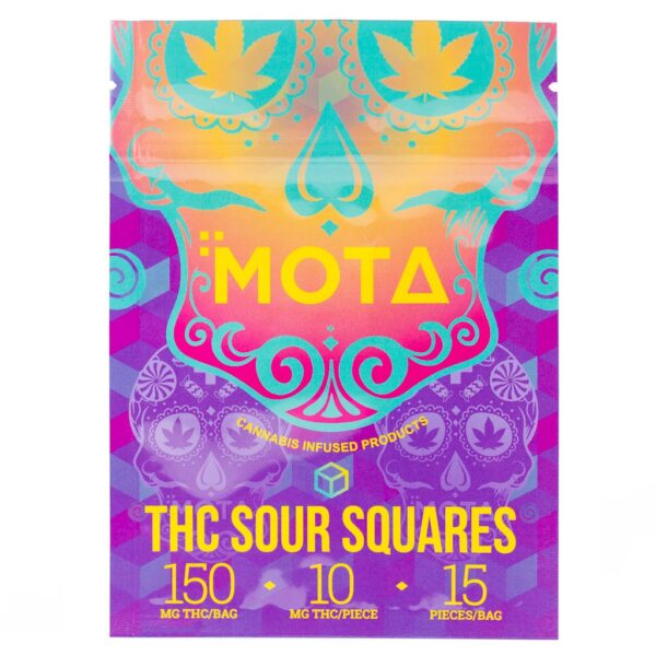 Mota-Sour Squares CBD ou THC (THC – 150 MG THC)