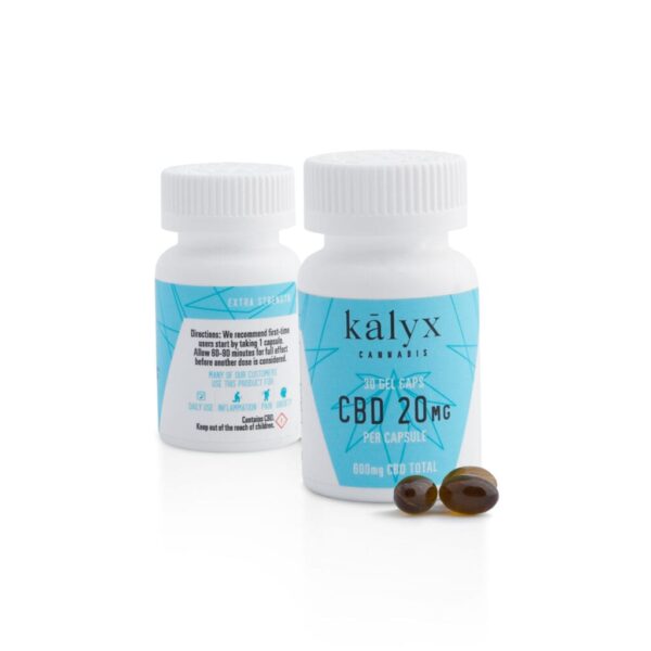 Kalyx CBD 20 Gel Caps Bottle (20mg CBD – 30 caps/bottle)