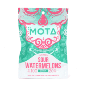 buy 120mg Sativa Sour Watermelon Gummies – 100mg THC / 20mg CBD (Mota)