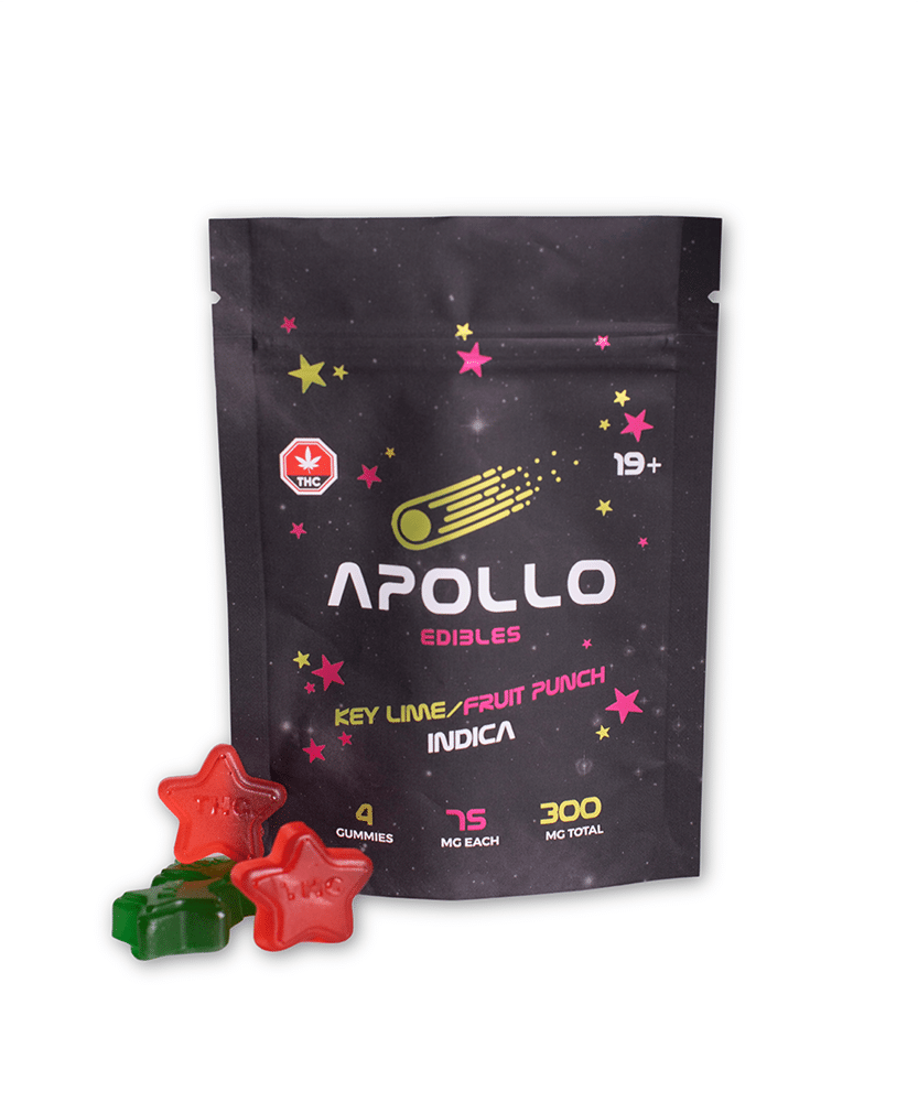 Apollo – Shooting Stars Gummies – Key Lime/Fruit Punch – Indica – 300mg THC