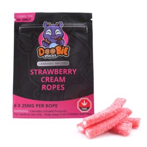 Doobie Snacks – 150mg THC Gummies – Strawberry Cream Ropes