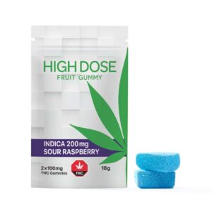 HIGH DOSE – Fruit Gummy – Sour Raspberry – 200mg Indica