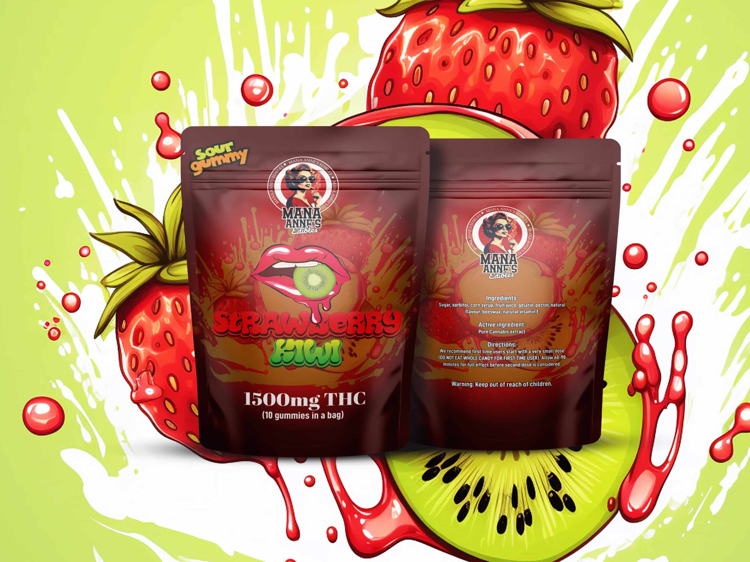 Mama Anne’s Edibles – Strawberry Kiwi Gummy – 1500mg THC