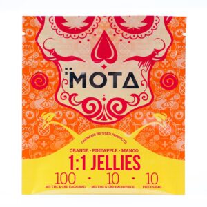 MOTA – 1:1 Tropical Orange, Pineapple, & Mango Jellies – 100mg THC / 100mg CBD