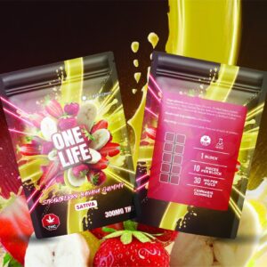 One Life Edibles – Strawberry Banana – 300mg THC Gummies
