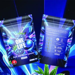One Life Edibles – Blue Raspberry – 300mg THC Gummies