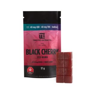 Twisted Extracts – Black Cherry ZZZ Bomb – Indica – 40mg CBD : 40mg THC