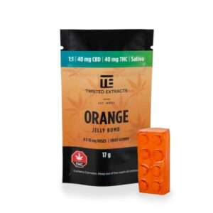 Twisted Extracts – Orange Jelly Bomb – Sativa – 40mg CBD : 40mg THC