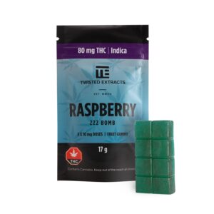 Twisted Extracts – Raspberry ZZZ Bomb – Indica – 80mg THC
