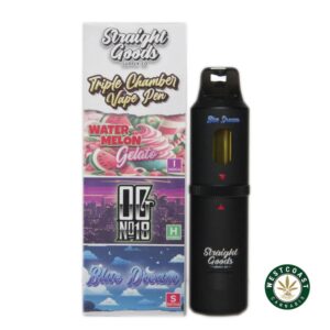 Straight Goods – Triple Chamber Vape – Watermelon Gelato + OG No18 + Blue Dream (3 Grams + 3 Grams + 3 Gram) product image