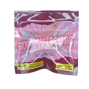 Unforgettable Edibles – Gummy Sodas Sour Bubblegum Bottles 600mg THC product image