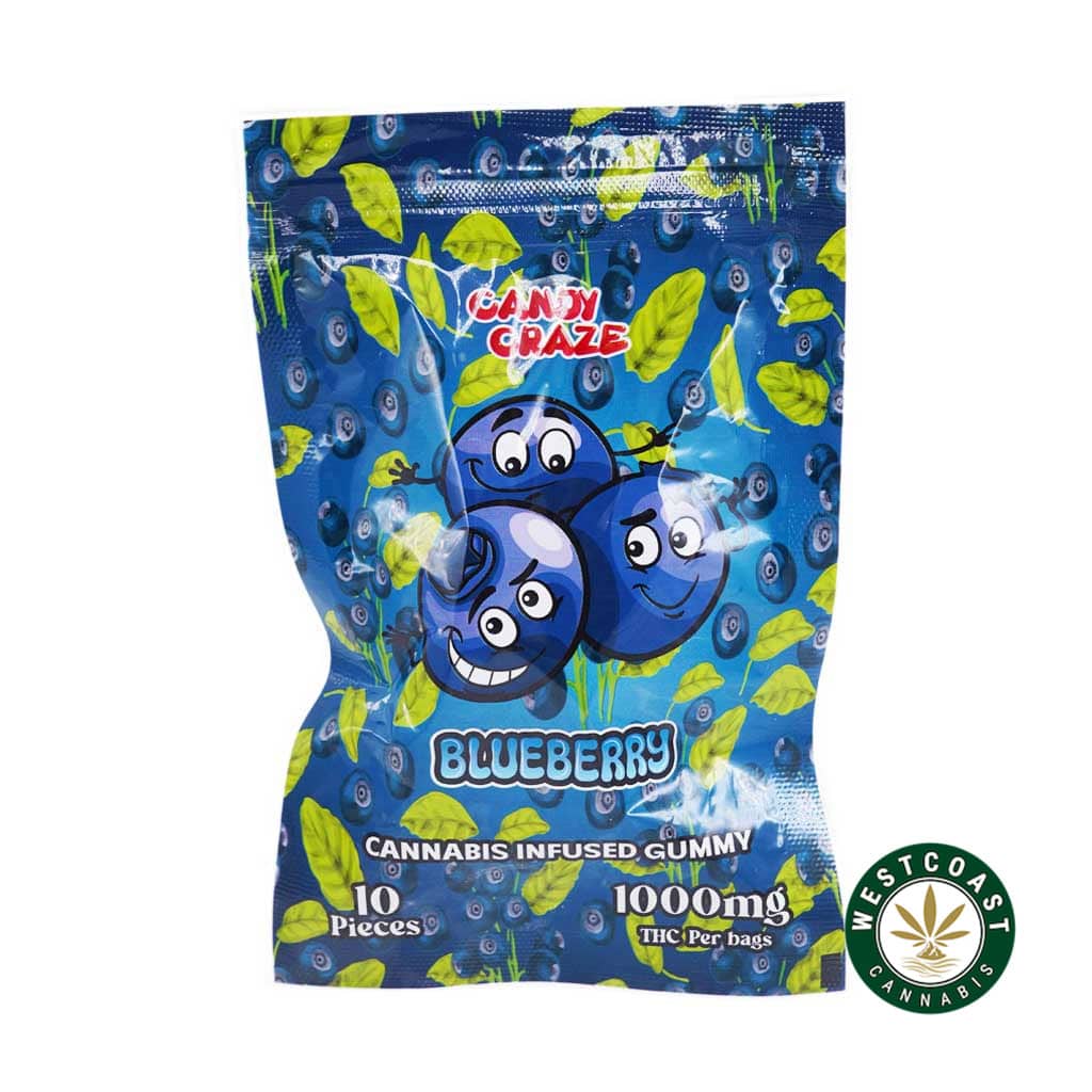 Candy Craze Edibles – Blueberry Gummy 1000mg THC product image
