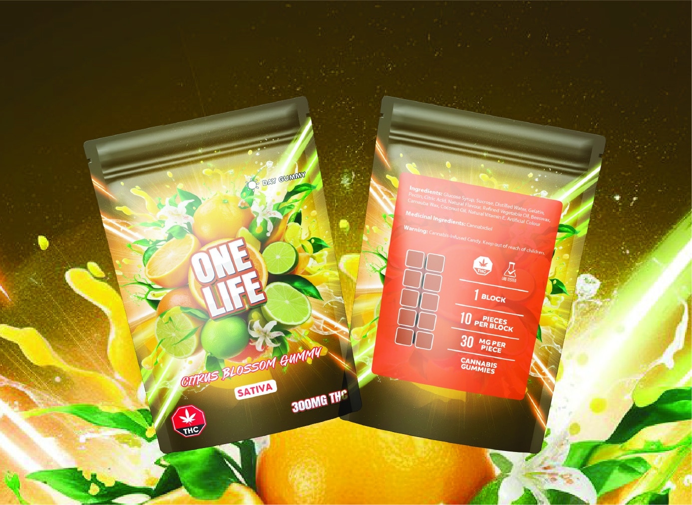One Life Edibles – Citrus Blossom Gummy – 300mg THC (Sativa) product image