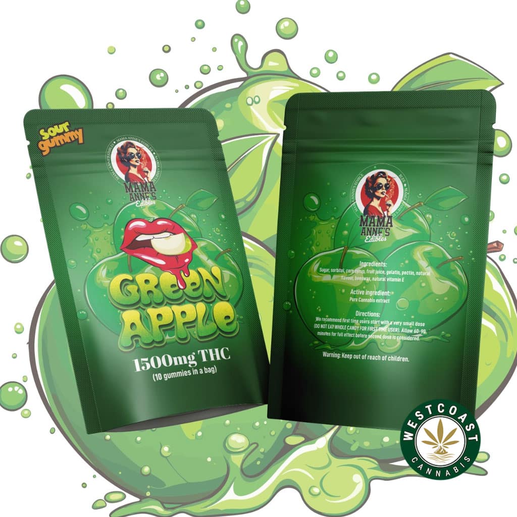 Mama Anne’s Edibles – Green Apple Gummy – 1500mg THC product image