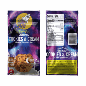 Higher Fire Extracts – Shatter Chocolate Bar – Cookies and Cream 1000mg THC (Indica) product image