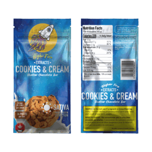 Higher Fire Extracts – Shatter Chocolate Bar – Cookies and Cream 2000mg THC (Sativa) product image