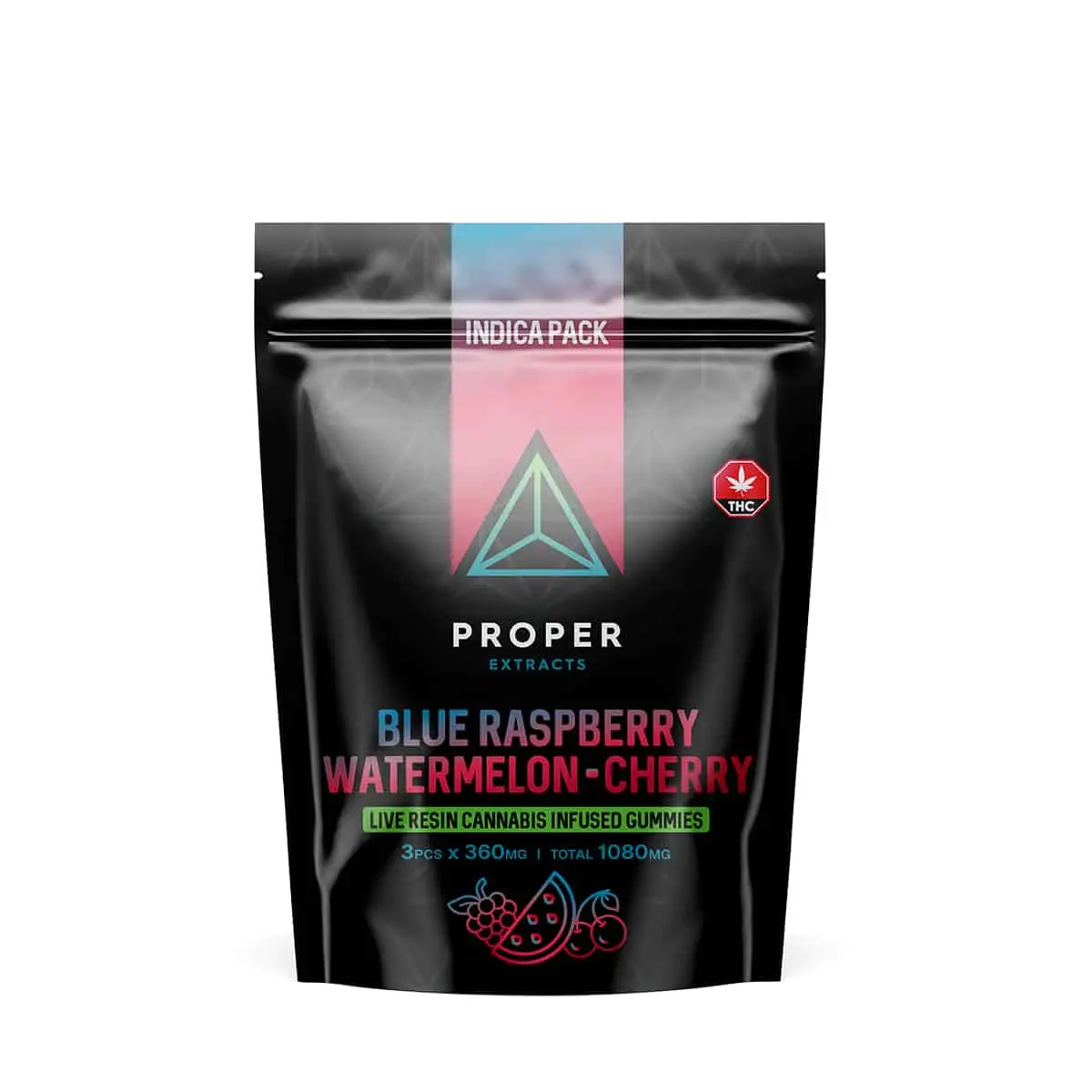 Proper Extracts Edibles – Triangles 1080mg Live Resin Gummies – Indica Pack product image