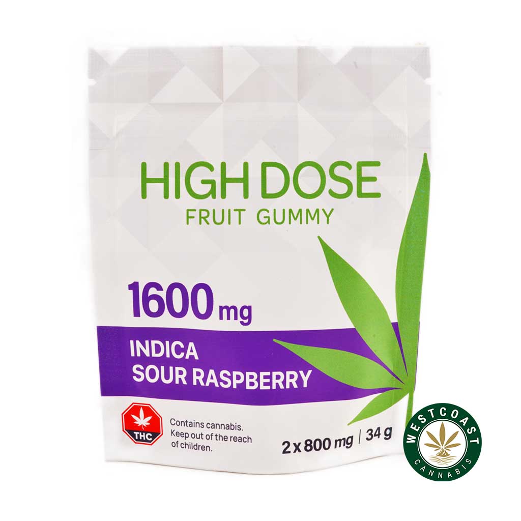 High Dose Fruit Gummy – Extreme Strength Sour Raspberry 1600mg THC (Indica) product image