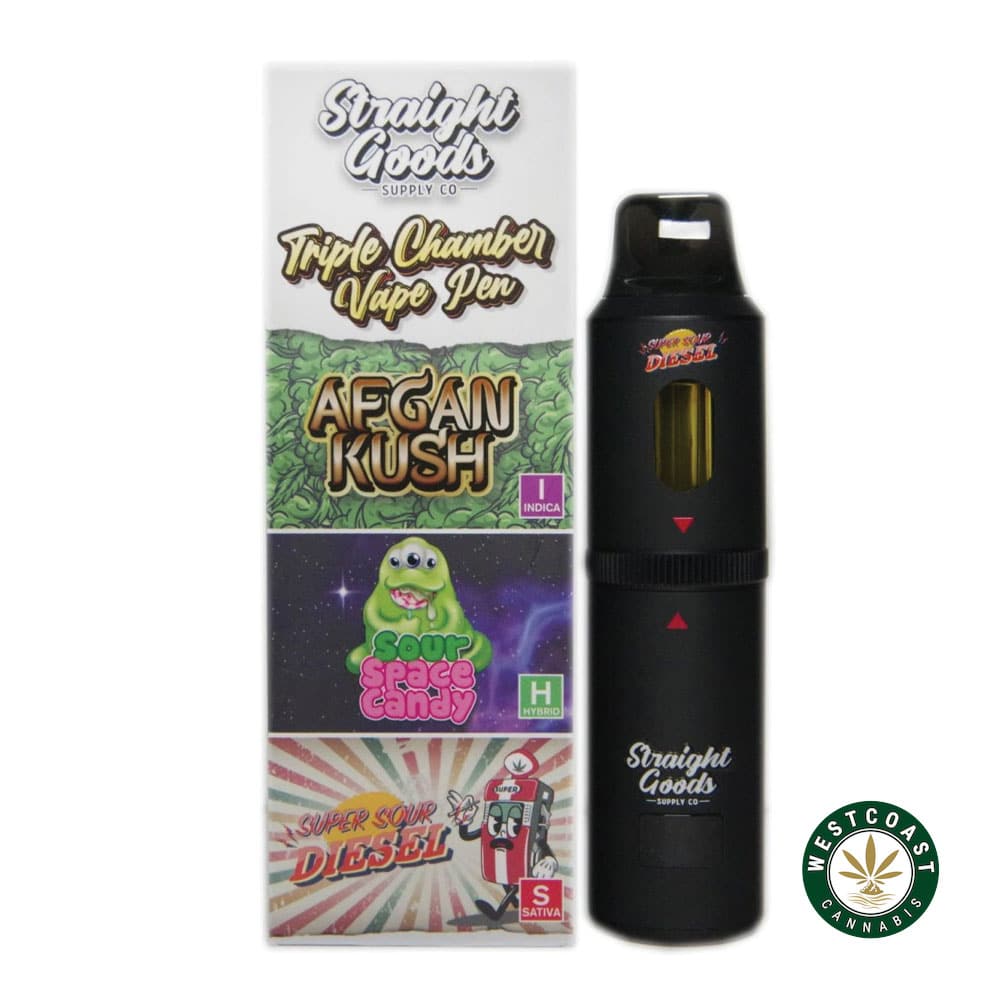 Straight Goods – Triple Chamber Vape – Afghan Kush + Sour Space Candy + Super Sour Diesel (3 Grams + 3 Grams + 3 Gram) product image