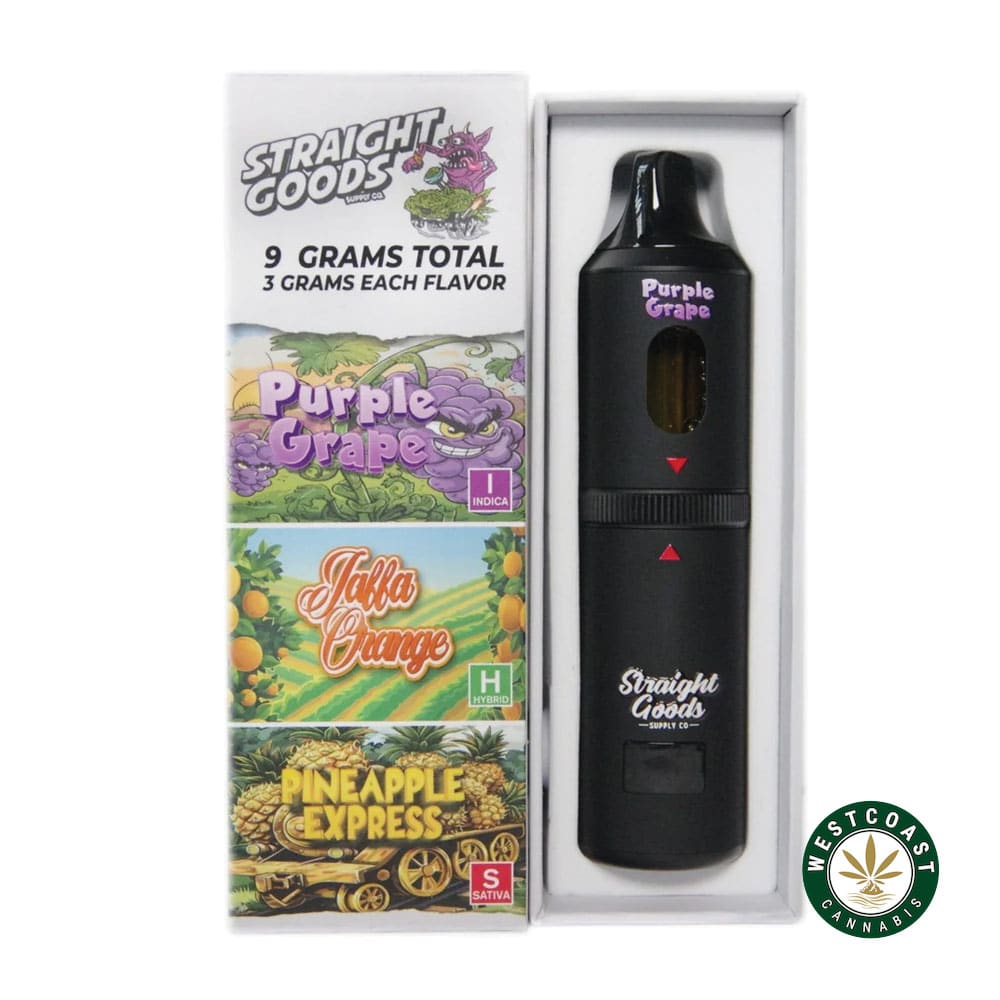 Straight Goods – Triple Chamber Vape – Purple Grape + Jaffa Orange + Pineapple Express (3 Grams + 3 Grams + 3 Gram) product image