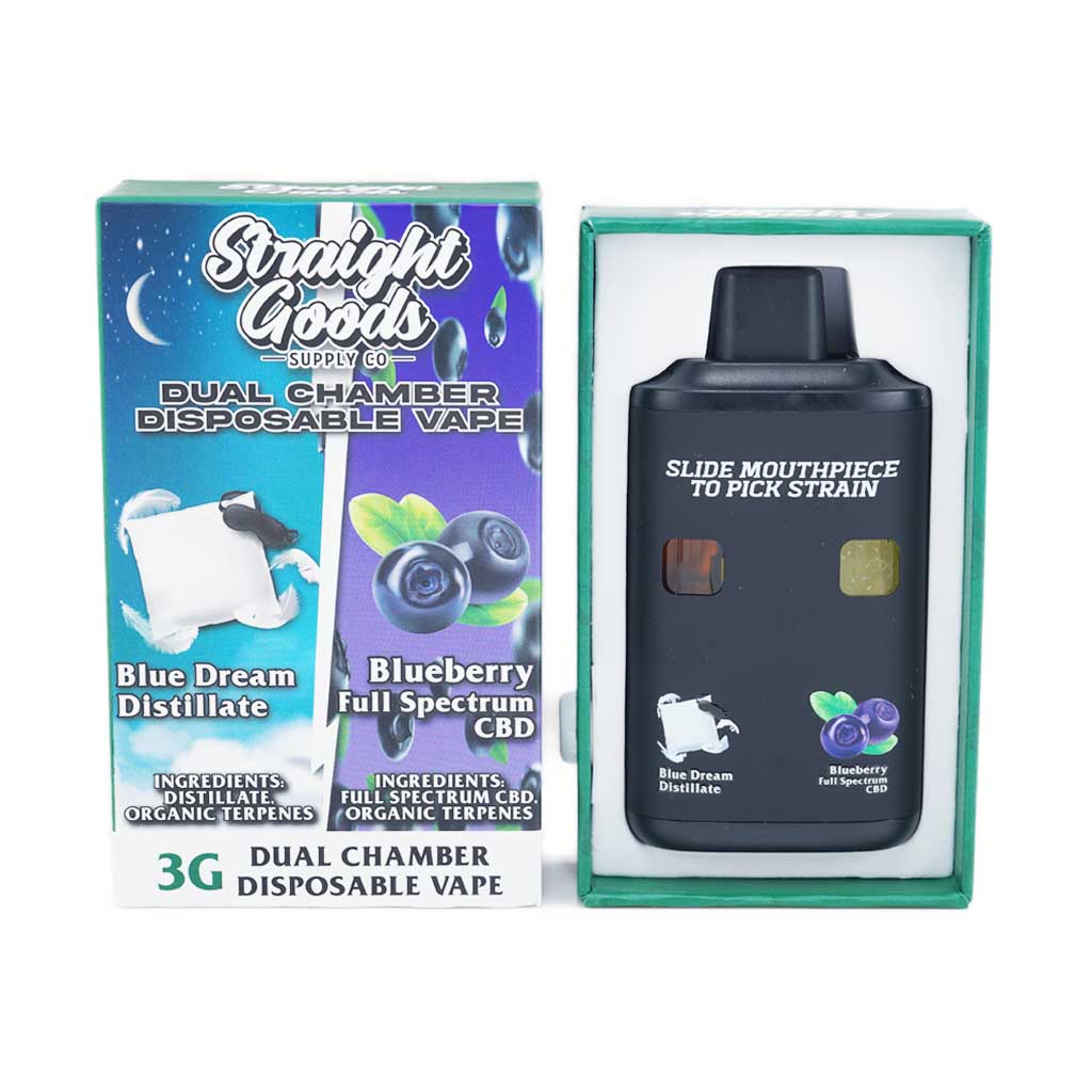 Straight Goods – Dual Chamber Vape – Blue Dream + Blueberry Full Spectrum CBD (3 Grams + 3 Grams) product image