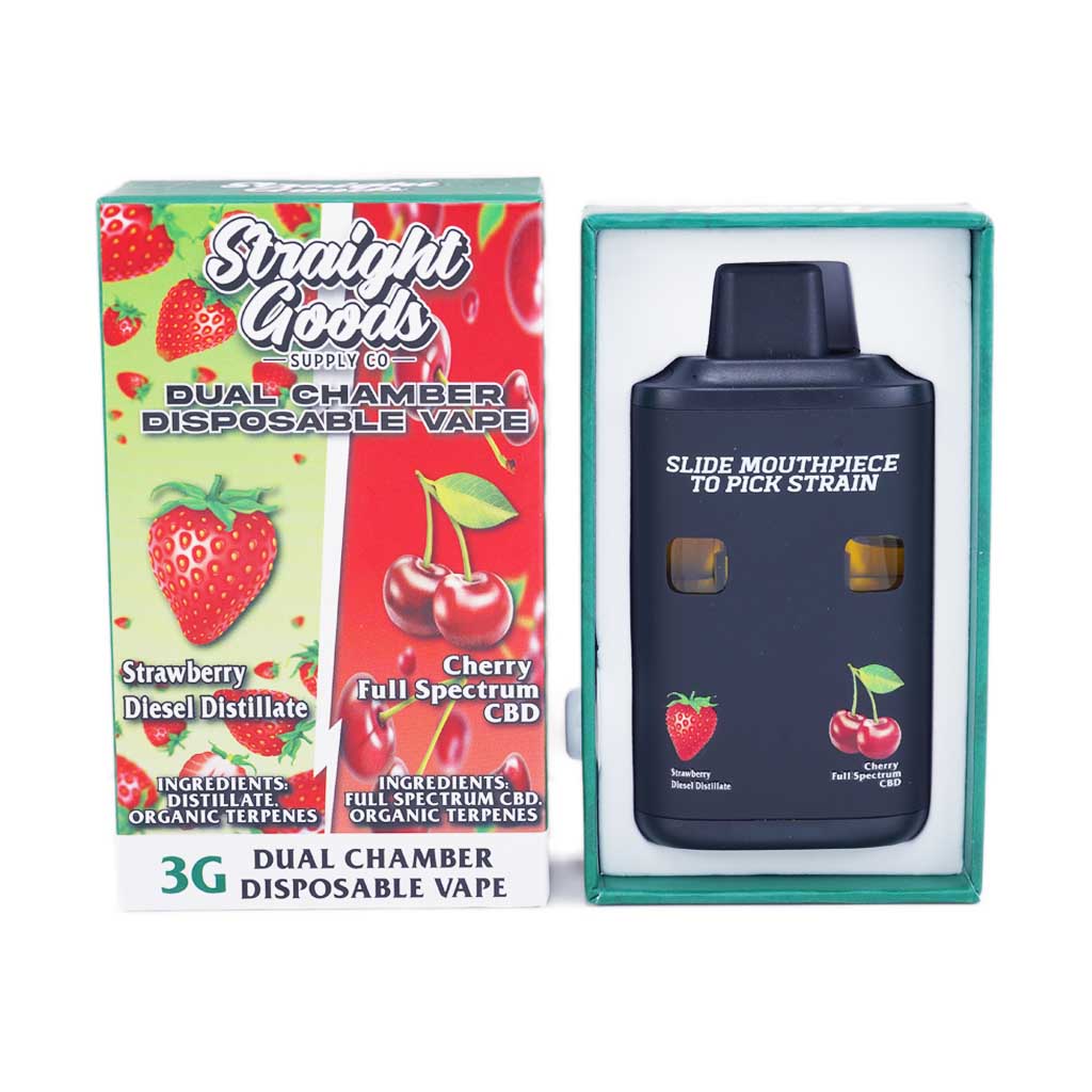 Straight Goods – Dual Chamber Vape – Strawberry Diesel + Cherry Full Spectrum CBD (3 Grams + 3 Grams) product image