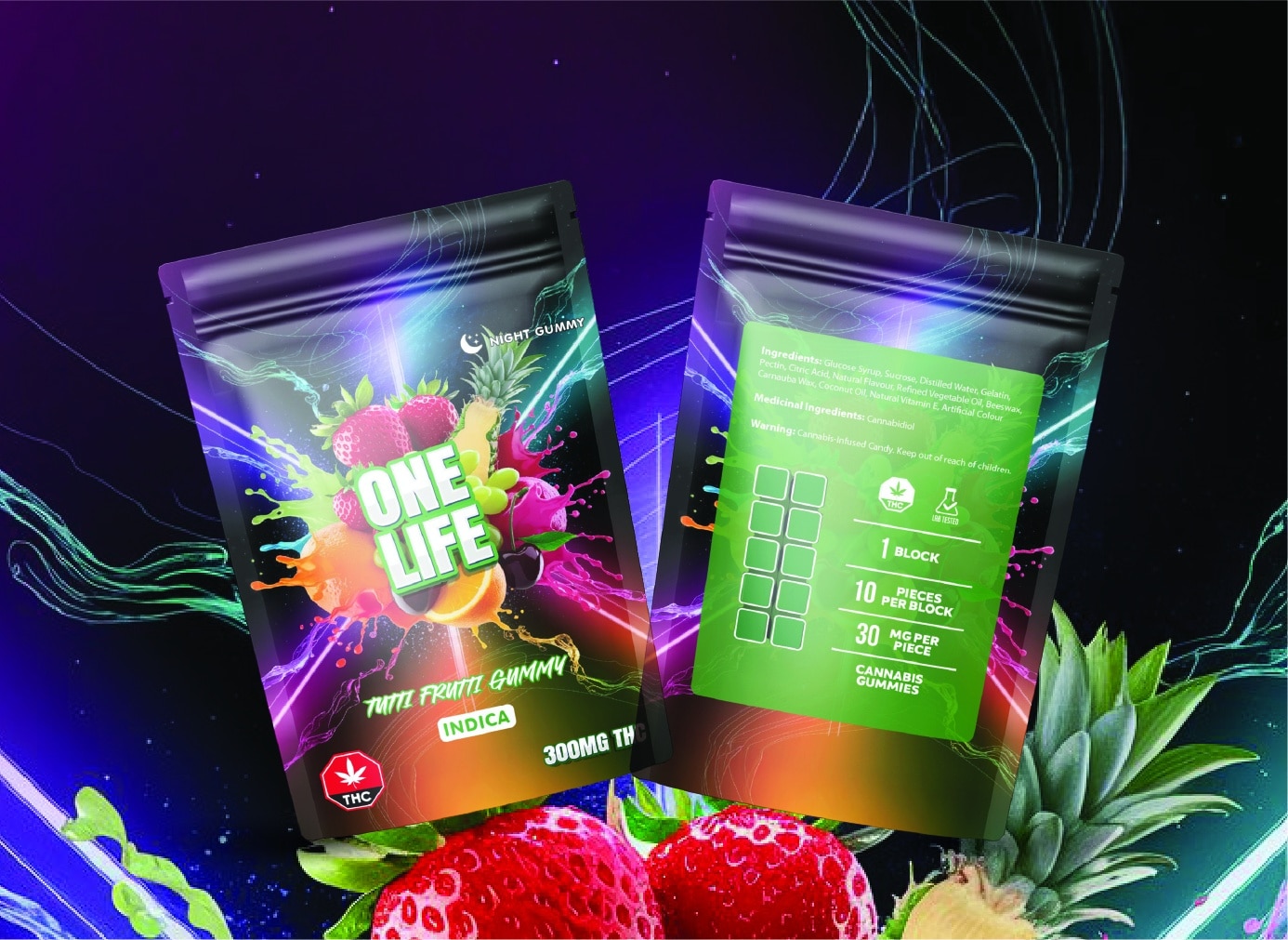 One Life Edibles – Tutti Frutti Gummy – 300mg THC (Indica) product image