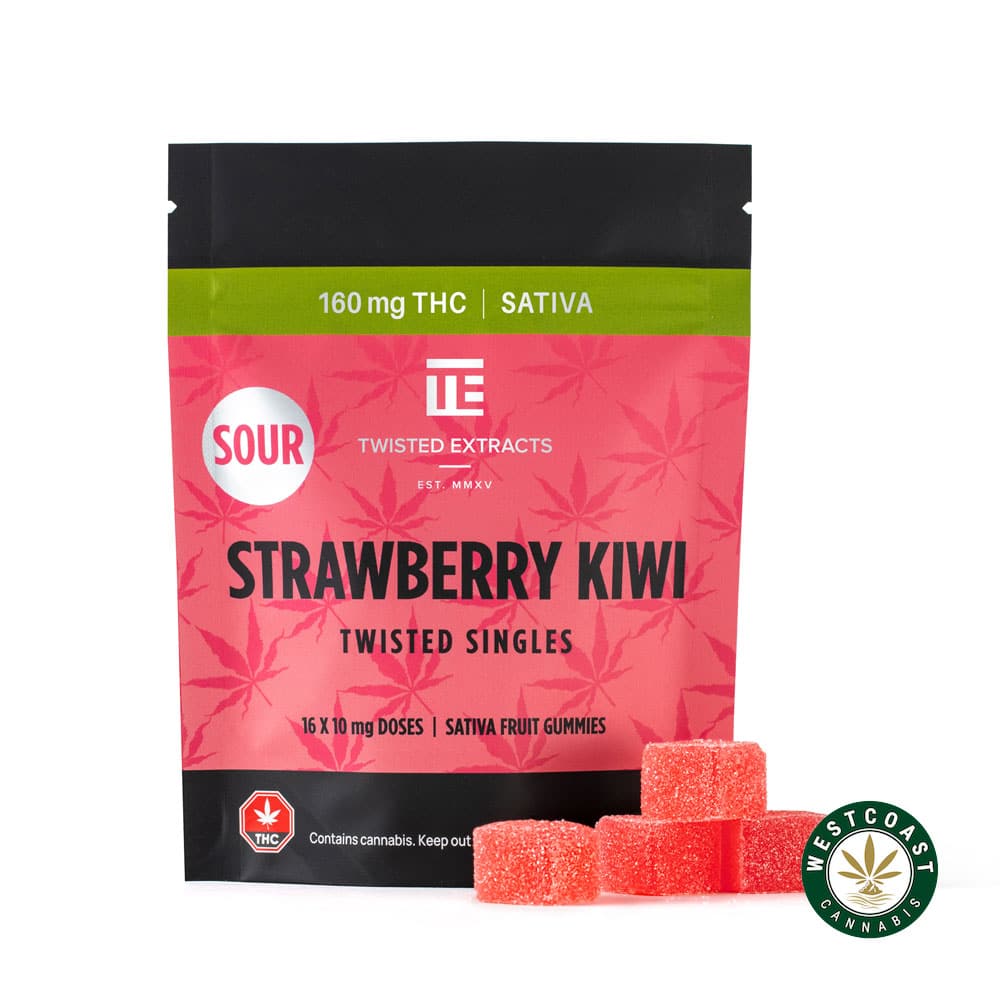 Twisted Extracts – Sour Strawberry Kiwi Twisted Singles 160mg THC Sativa product image