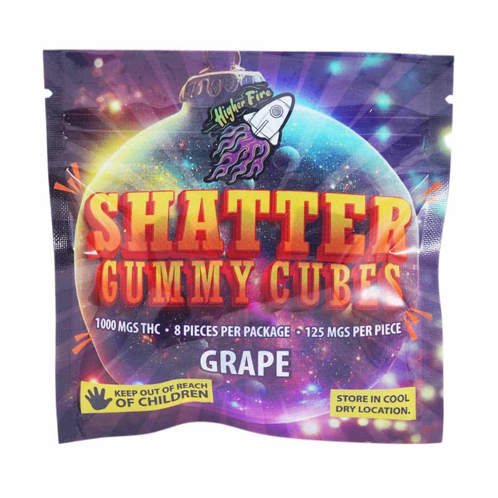 Higher Fire Extracts – Shatter Gummy Cubes – Grape 1000mg THC product image