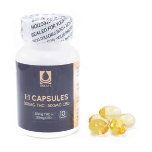 One Life Soft Gel Capsules – 1:1 (500mg CBD : 500mg THC) product image