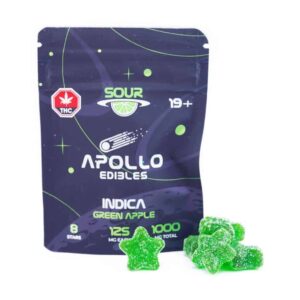 Apollo Edibles – Sour Green Apple Shooting Stars 1000mg THC Indica product image