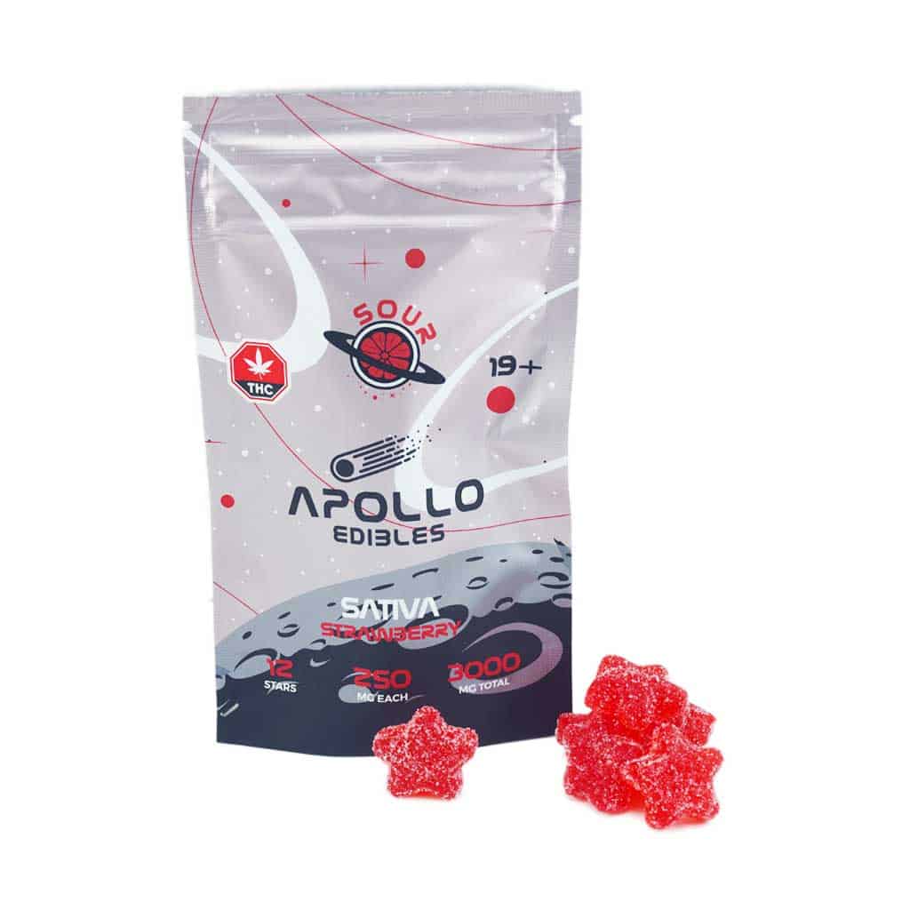 Apollo Edibles – Sour Strawberry Shooting Stars 3000mg THC Sativa product image