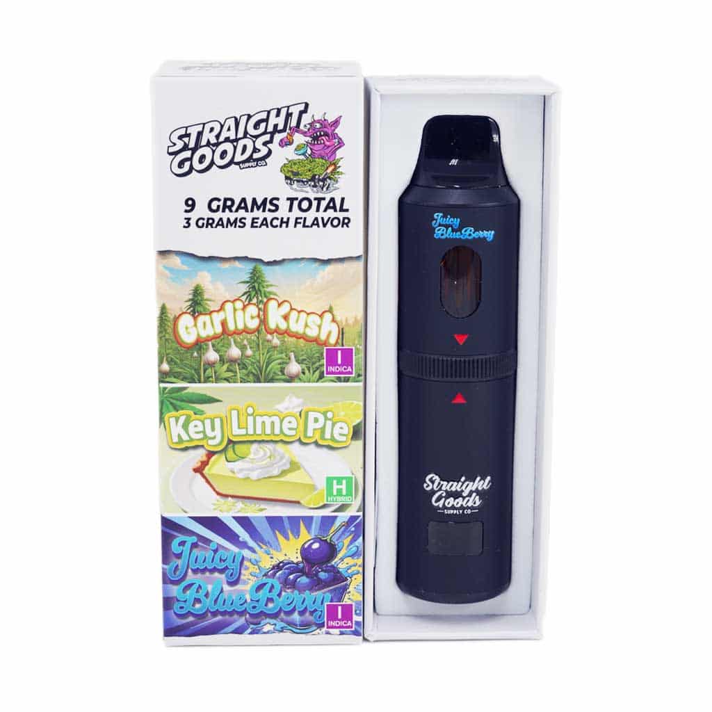 Straight Goods – Triple Chamber Vape – Garlic Kush + Key Lime Pie + Juicy Blueberry (3 Grams + 3 Grams + 3 Gram) product image