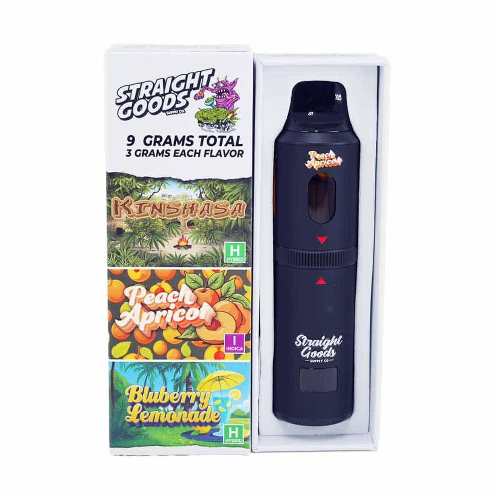 Straight Goods – Triple Chamber Vape – Kinshasa + Peach Apricot + Blueberry Lemonade (3 Grams + 3 Grams + 3 Gram) product image