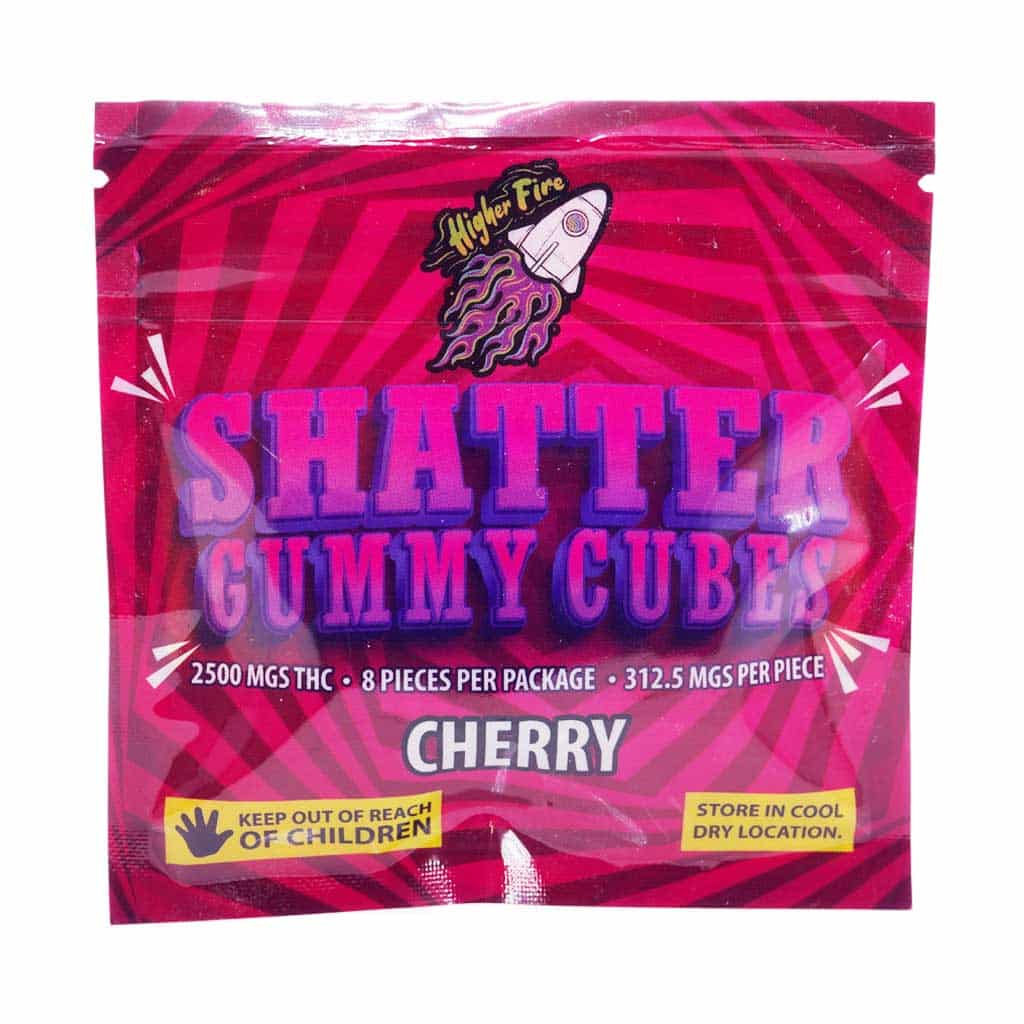 Higher Fire Extracts – Shatter Gummy Cubes – Cherry 2500mg THC product image