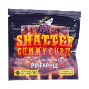 Higher Fire Extracts – Shatter Gummy Cubes – Pineapple 2500mg THC product image