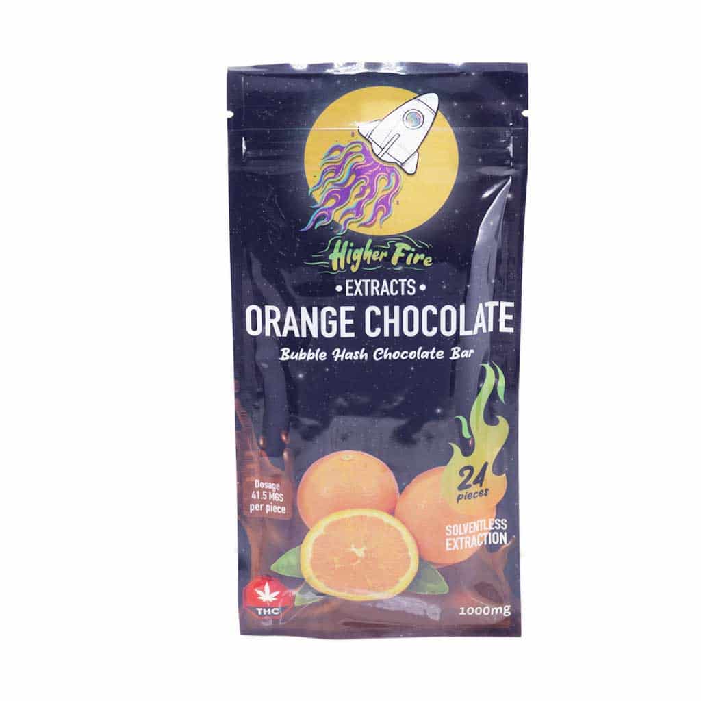 Higher Fire Extracts – Bubble Hash Chocolate Bar – Orange 1000mg THC product image