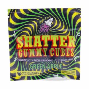 Higher Fire Extracts – Shatter Gummy Cubes – Green Apple 2500mg THC product image