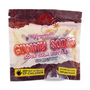 Unforgettable Edibles – Gummy Sodas Sour Cola Bottles 600mg THC product image
