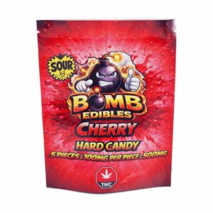 Bomb Edibles – 500mg THC Sour Hard Candy – Cherry product image