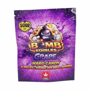 Bomb Edibles – 500mg THC Sour Hard Candy – Grape product image