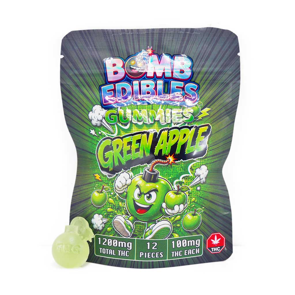 Bomb Edibles – 1200mg THC Gummy – Green Apple product image